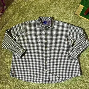 Egara Mens 3X LONG SLEEVE BUTTON DOWN FLIP CUFF checkered NO IRON Classic Fit